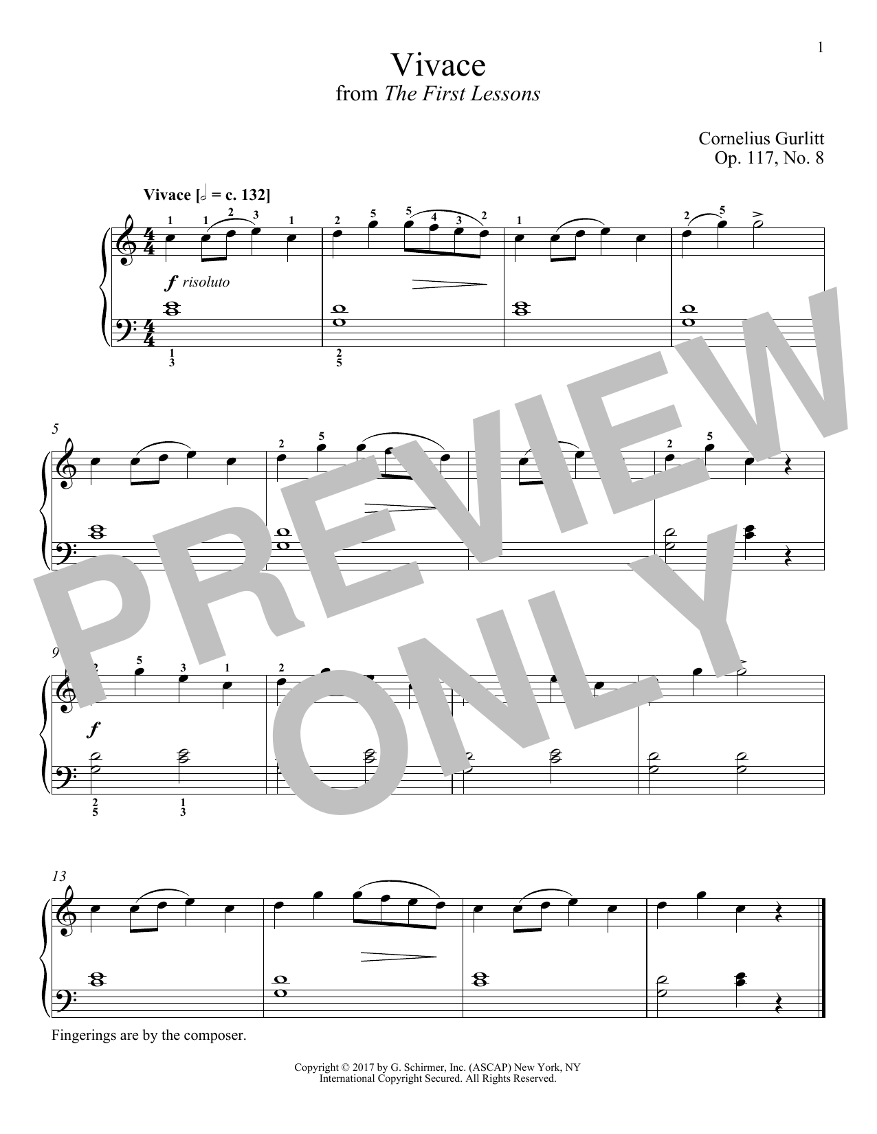 Product gallery: Page 1 of 1 Vivace, Op. 117, No. 8, Cornelius Gurlitt