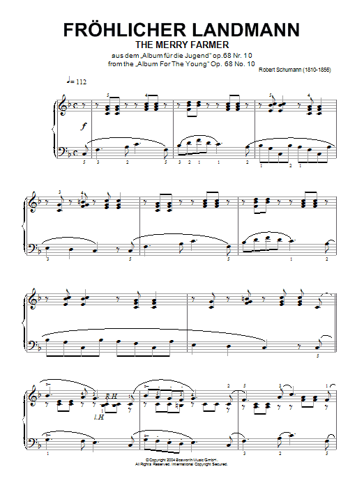 Product gallery: Page 1 of 1 The Merry Farmer (from Album for the Young), Robert Schumann