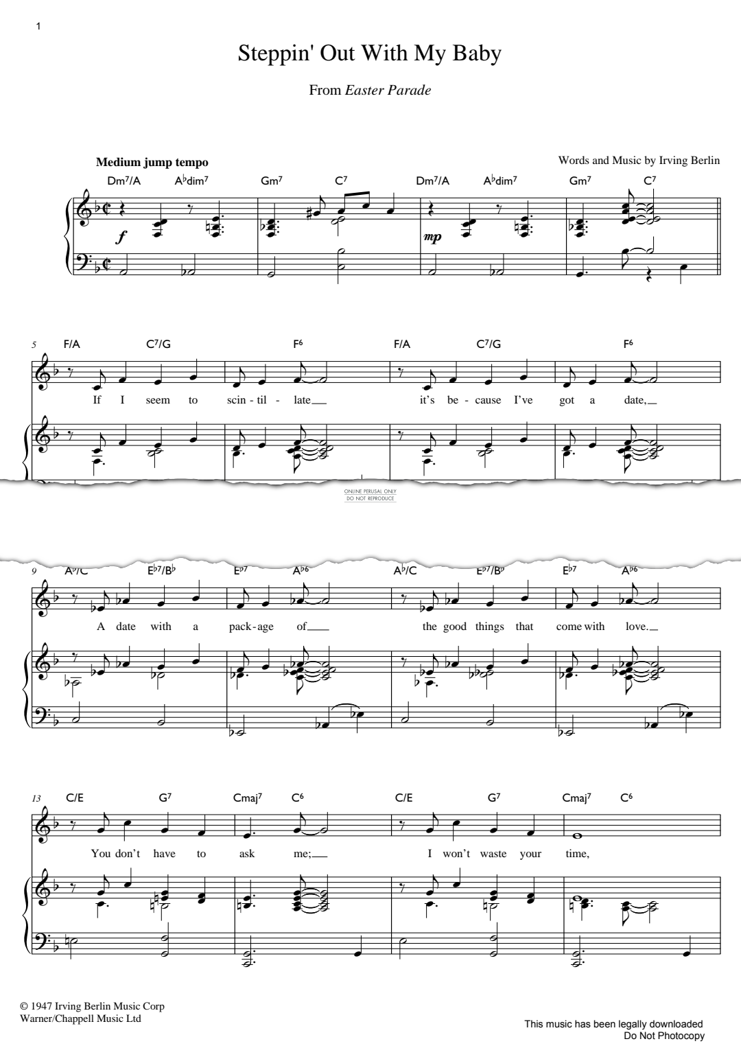 Product gallery: Page 1 of 1 Steppin' Out With My Baby, Irving Berlin