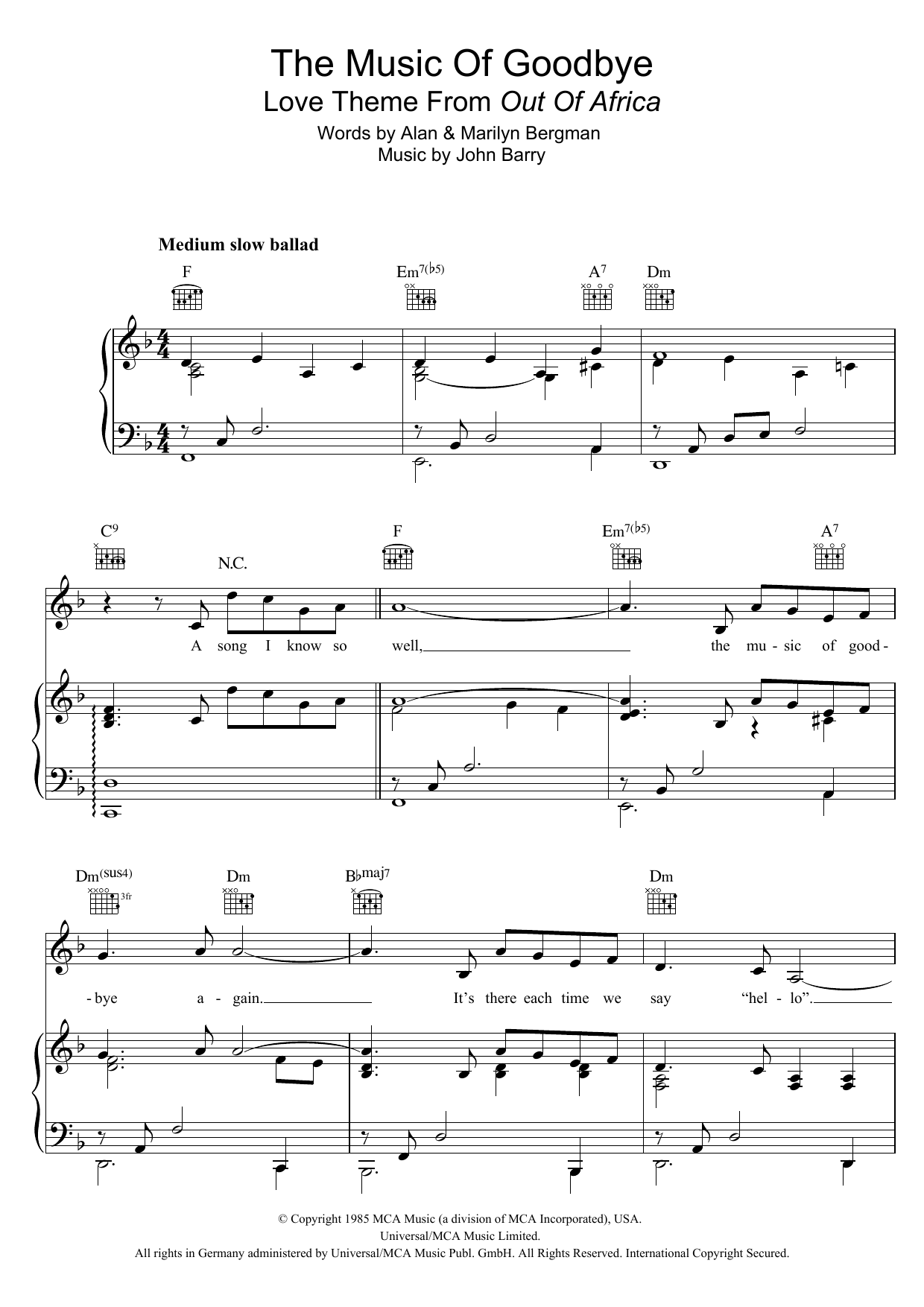 Product picture to: The Music Of Goodbye