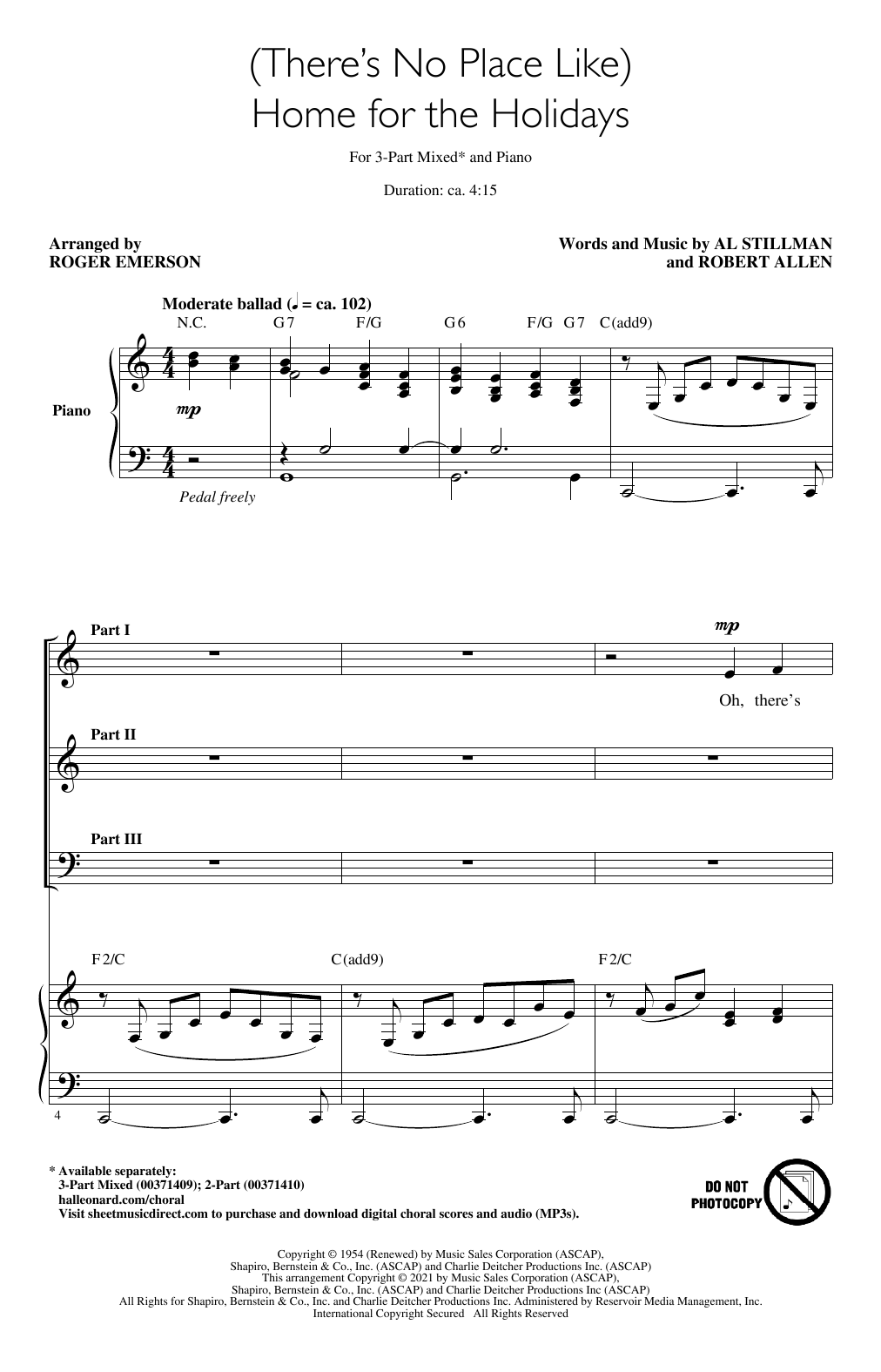 Product picture to: (There's No Place Like) Home For The Holidays (arr. Roger Emerson)