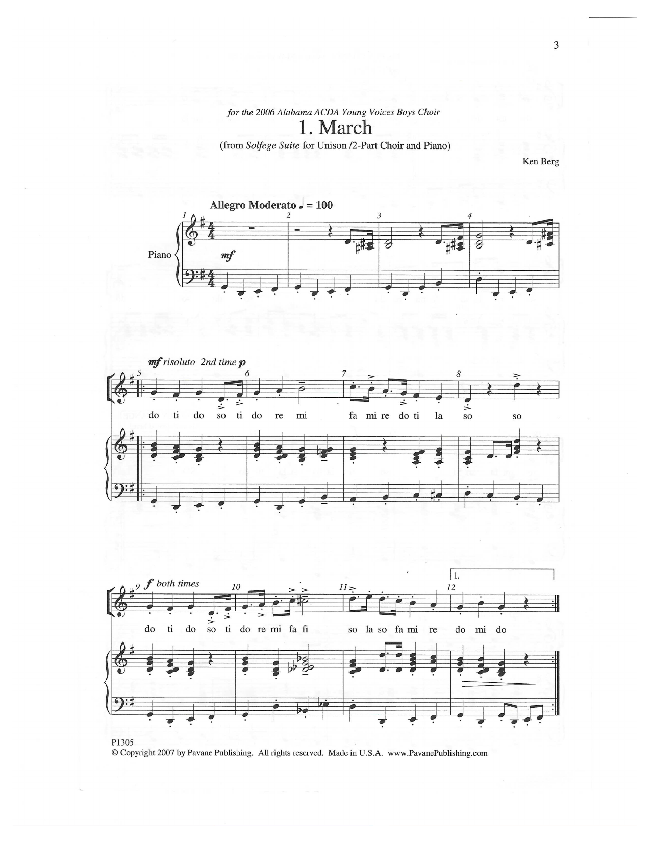 Produktbild zu: March (from "Solfege Suite")