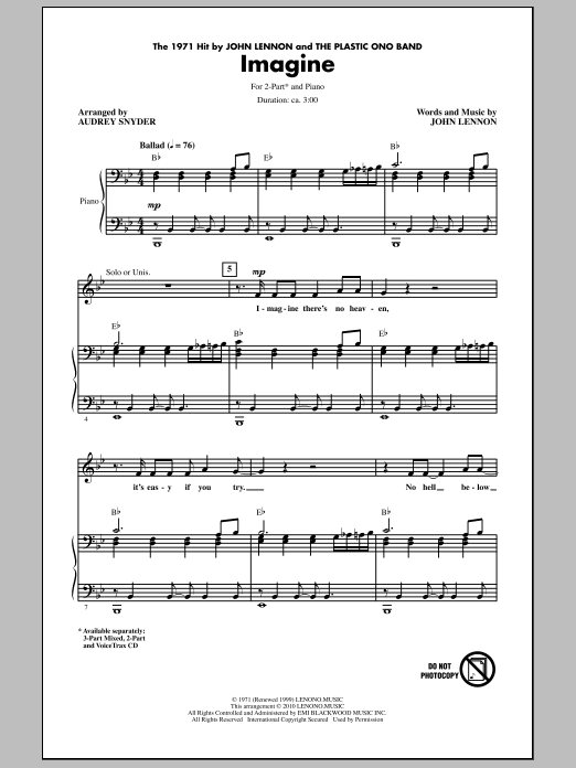 Produktgalerie: Seite 1 von 1 Imagine (arr. Audrey Snyder), John Lennon, Chor