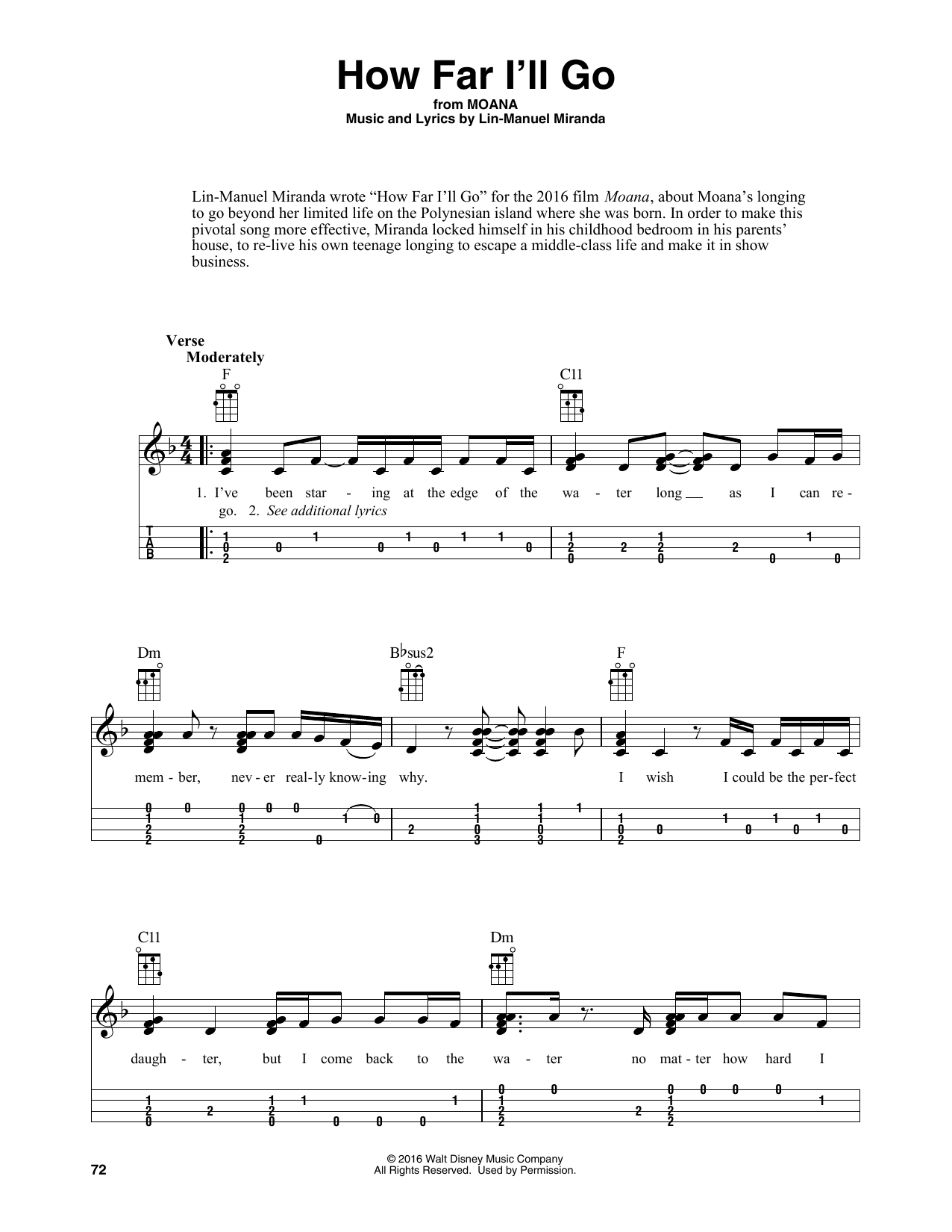 Product gallery: Page 1 of 1 How Far I'll Go (from Moana) (arr. Fred Sokolow), Lin-Manuel Miranda