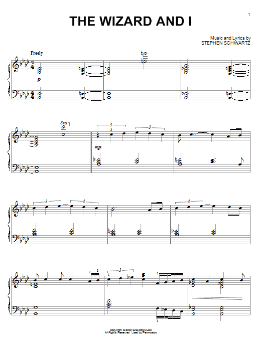 Product gallery: Page 1 of 1 The Wizard And I (from Wicked), Stephen Schwartz