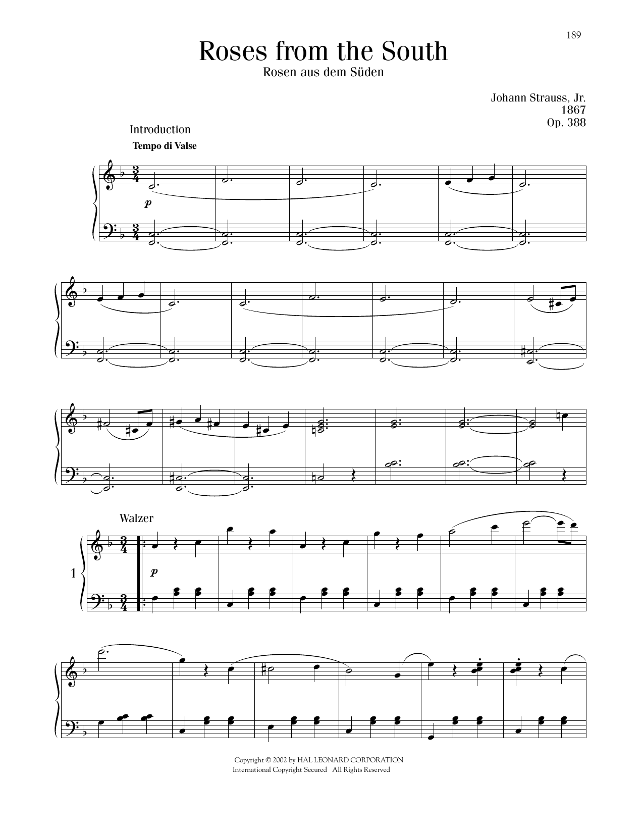 Product picture to: Roses From The South, Op. 388