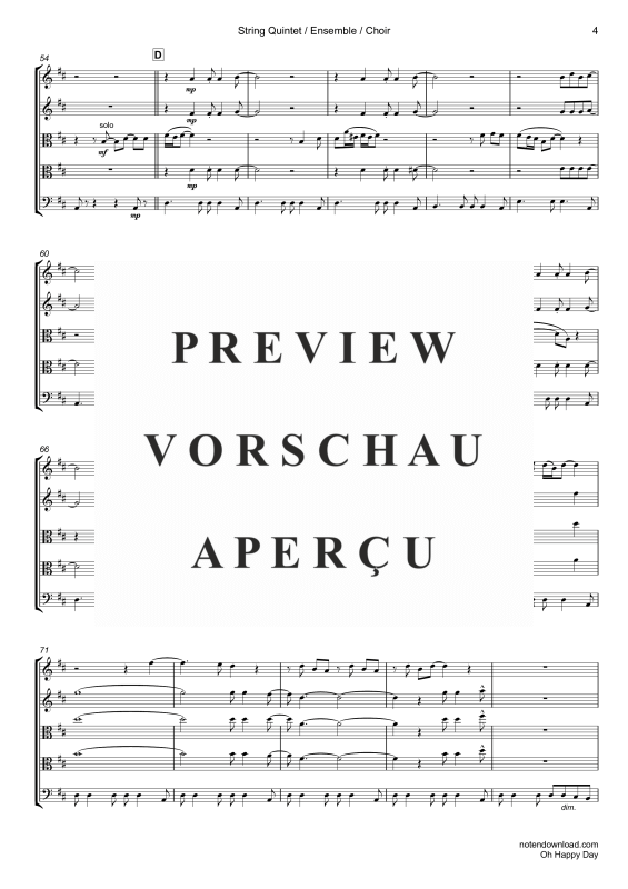gallery: Oh Happy Day, Edwin Hawkins Singers, Strings quintet/ensemble/choir - electric bass with chords and drum set opt.