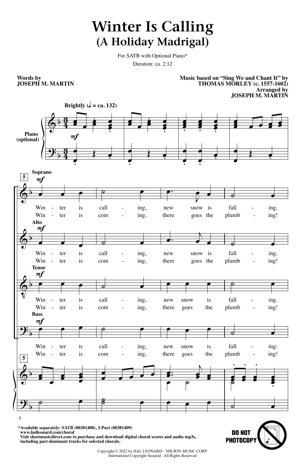 Produktbild zu: Winter Is Calling (A Holiday Madrigal)