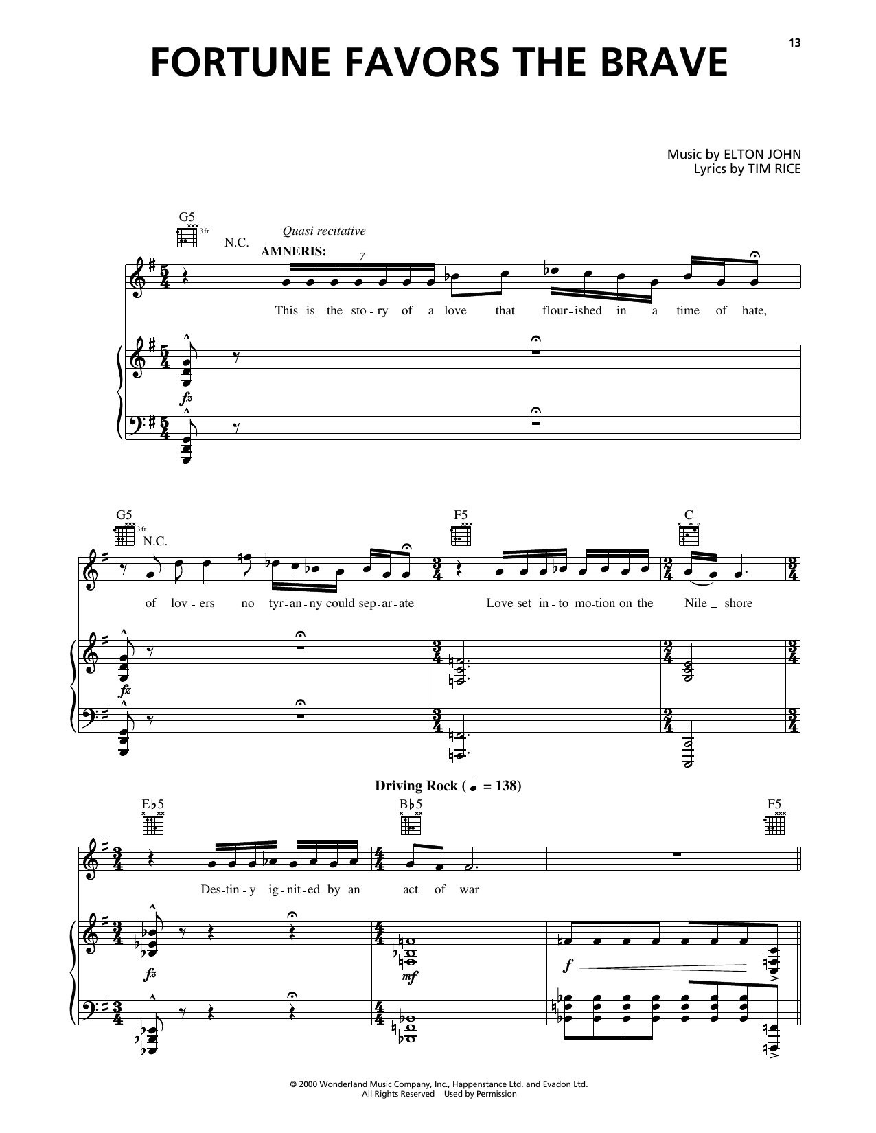 Produktbild zu: Fortune Favors The Brave (from Aida)