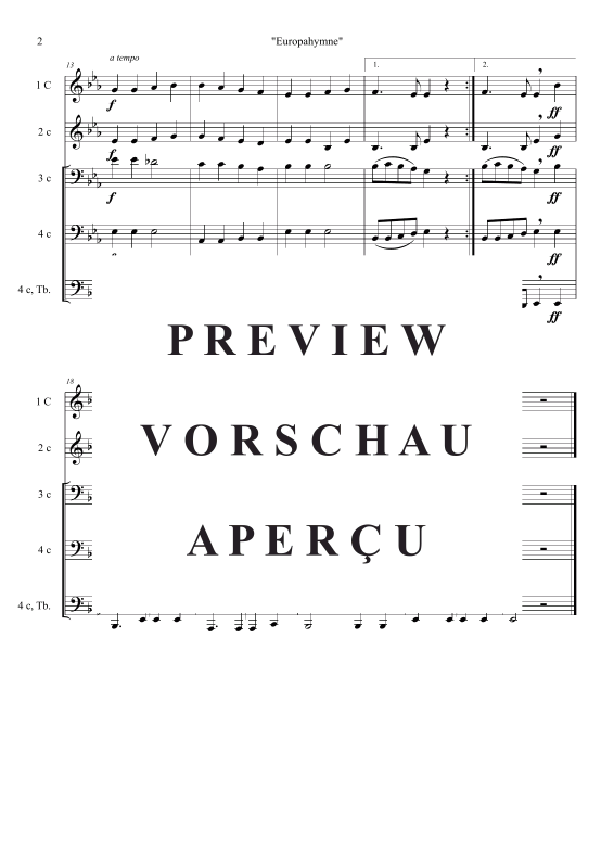 Produktgalerie: Seite 4 von 11 Europahymne (aus Ode an die Freude) , , flexibles Blechbläserquartett