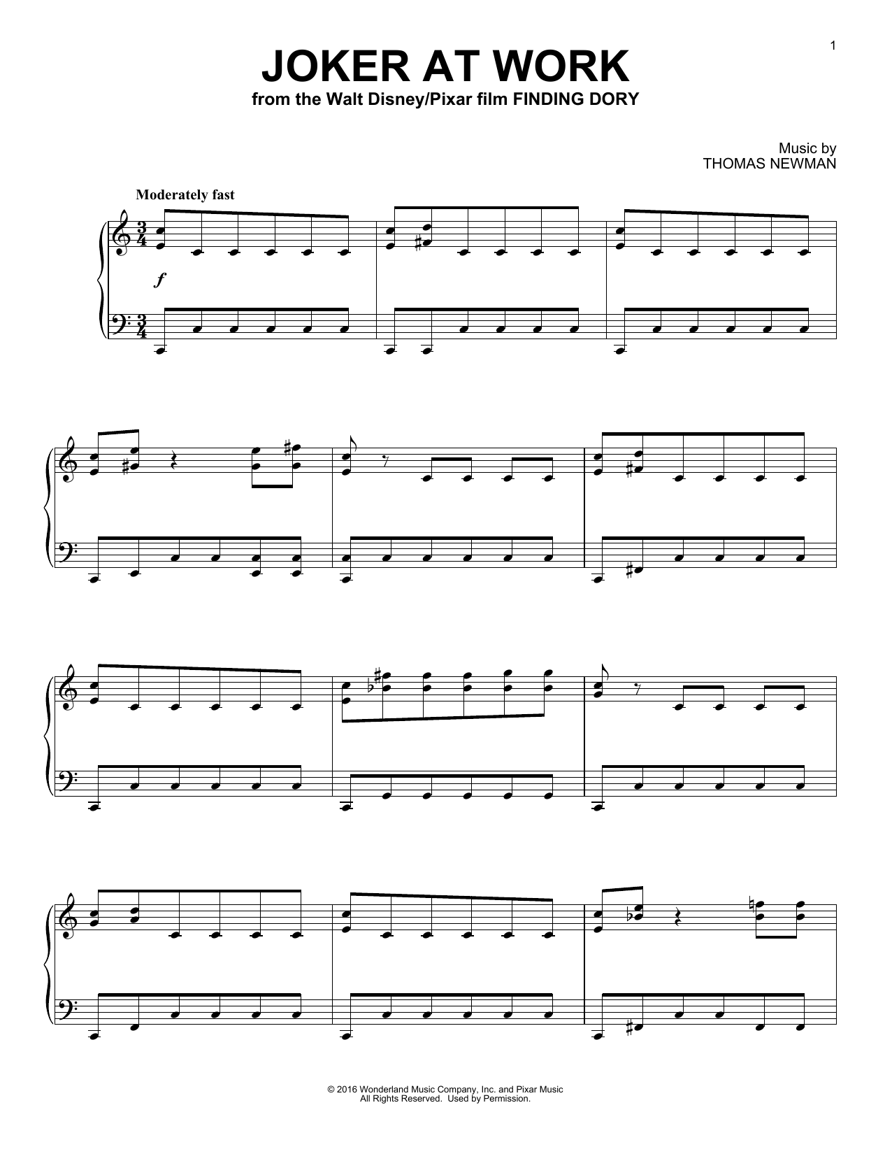 Product gallery: Page 1 of 1 Joker At Work (from Finding Dory), Thomas Newman