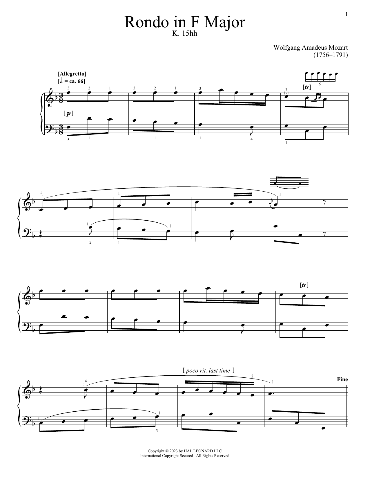 Produktbild zu: Rondo, K. 15hh