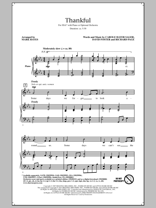 Product gallery: Page 1 of 1 Thankful (arr. Mark Hayes), Josh Groban