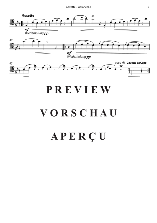 Product gallery: Page 9 of 9 Gavotte - Nr. 2 aus Vier Stücke op. 24 , , (Cello + Klavier)