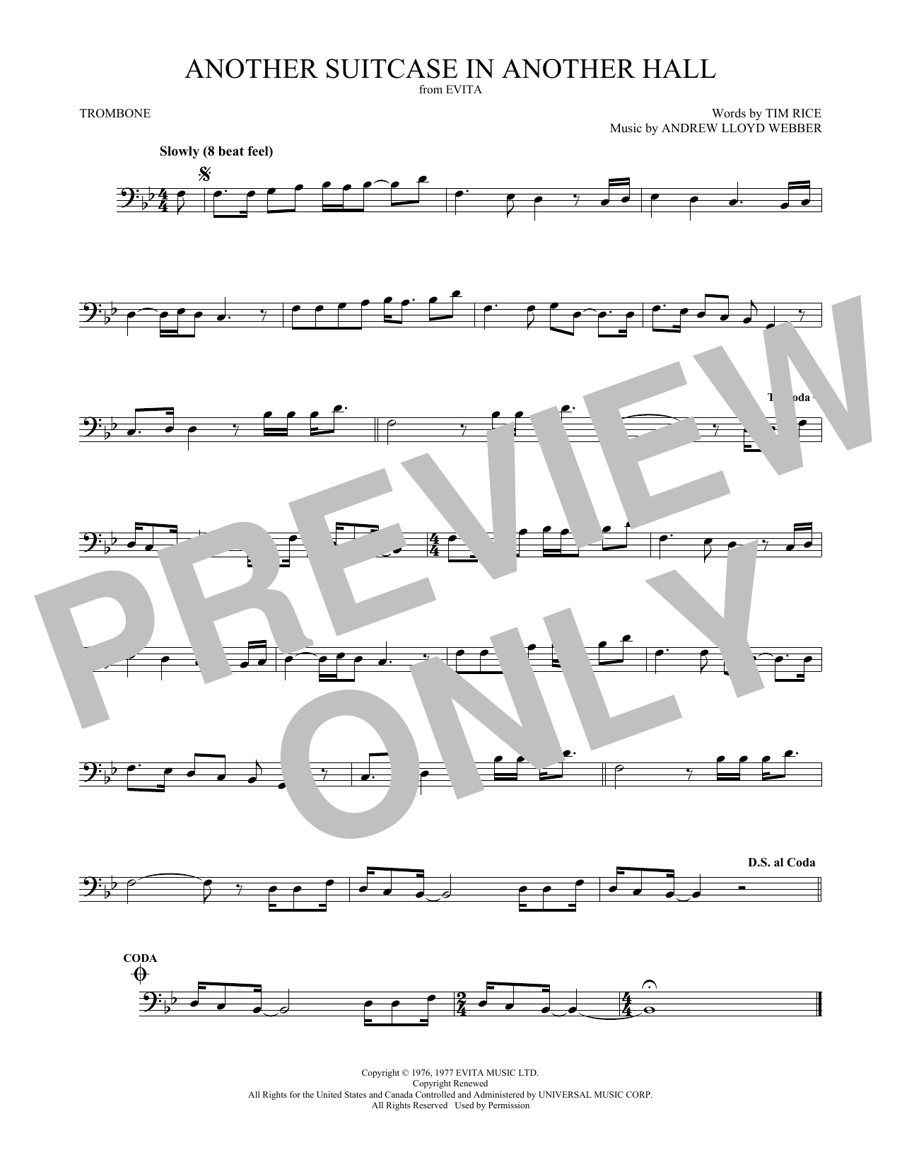 Product gallery: Page 1 of 1 Another Suitcase In Another Hall (from Evita), Andrew Lloyd Webber