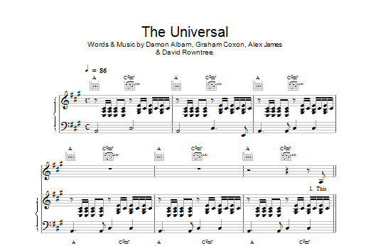 Produktgalerie: Seite 1 von 1 The Universal, Blur, Gesang, Gitarre, Klavier