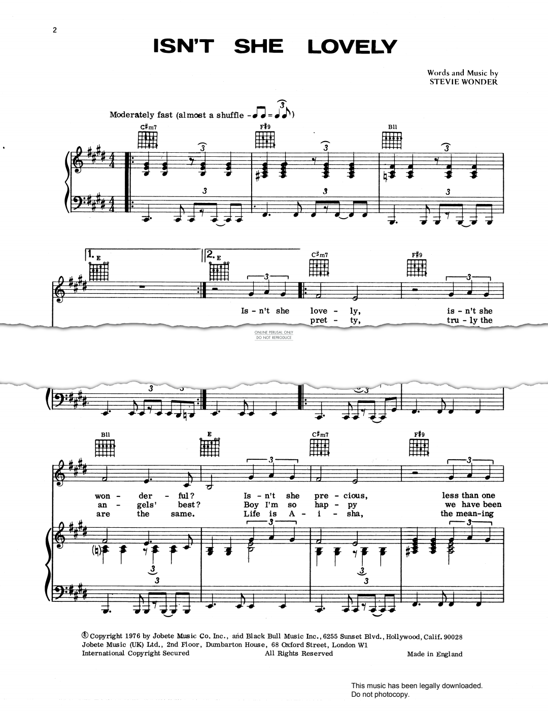 Produktgalerie: Seite 1 von 1 Isn't She Lovely, Stevie Wonder, Gesang, Gitarre, Klavier