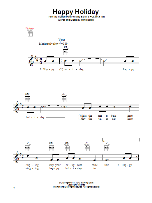 Product gallery: Page 1 of 1 Happy Holiday, Irving Berlin