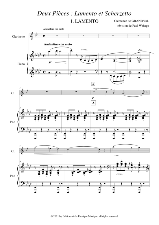 Product picture to: Deux Pièces : Lamento et Scherzetto Clemence de Grandval