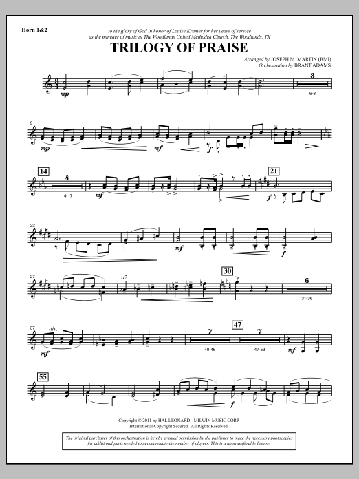 Produktbild zu: Trilogy Of Praise - F Horn 1,2
