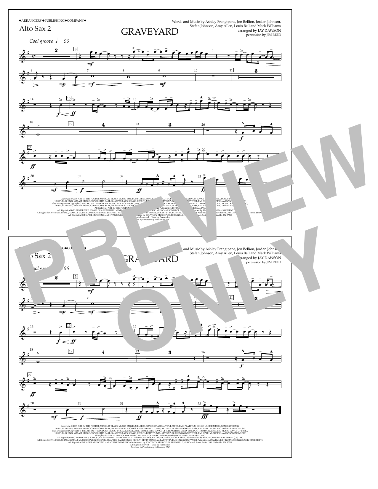 Produktbild zu: Graveyard (arr. Jay Dawson) - Alto Sax 2