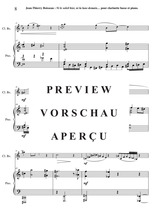 Product gallery: Page 9 of 21 Ni le soleil hier, ni la lune demain , , (bass clarinet + piano)