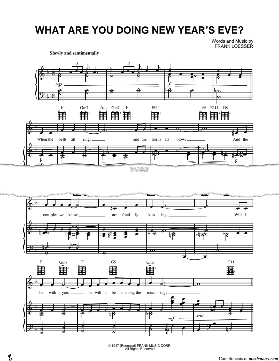 Produktgalerie: Seite 1 von 1 What Are You Doing New Year's Eve, Frank Loesser, Gesang, Gitarre, Klavier