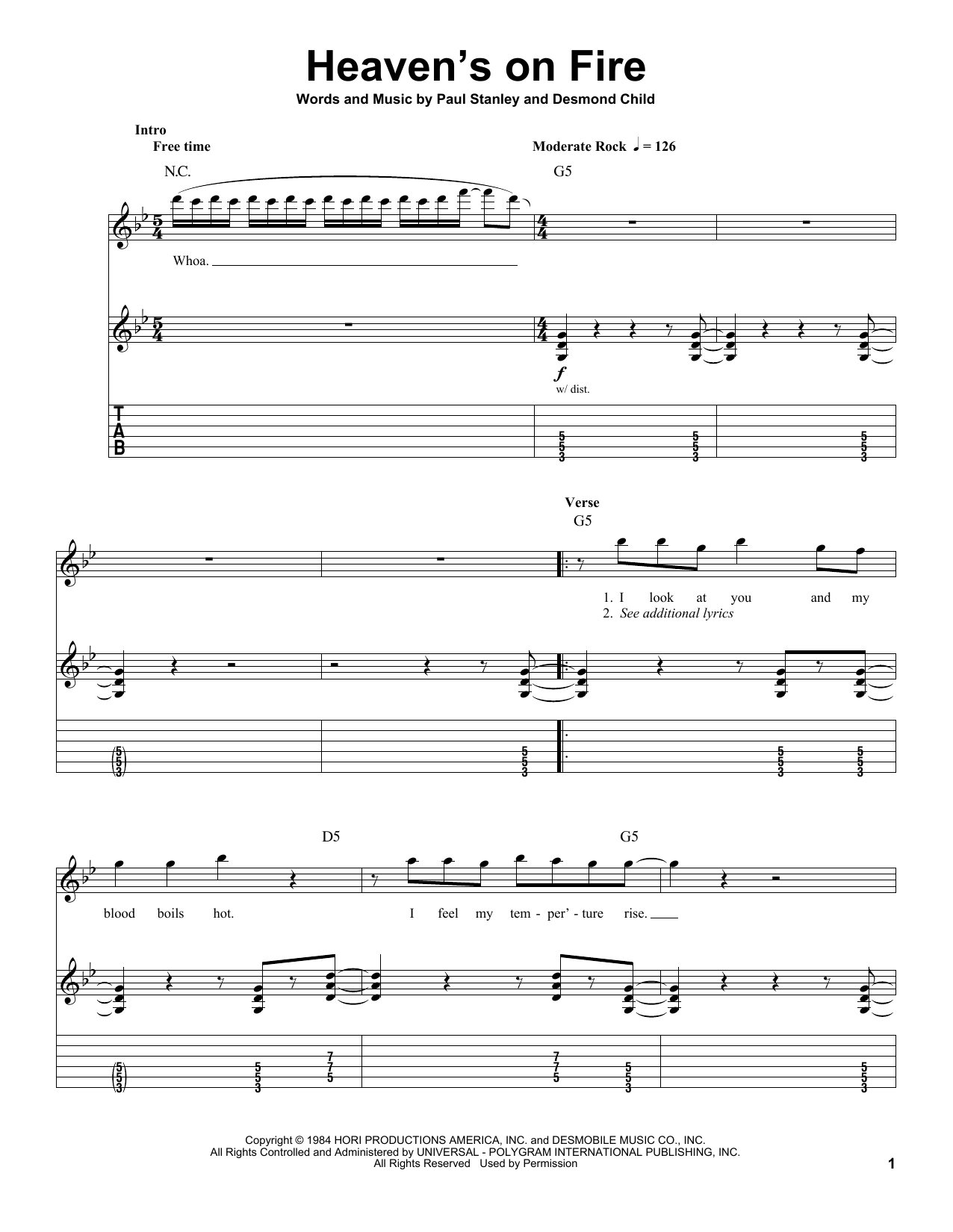 Produktgalerie: Seite 1 von 1 Heaven's On Fire, KISS, Gitarre