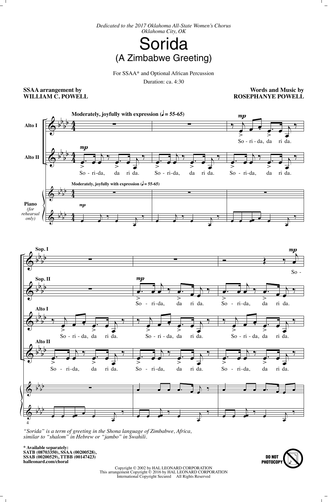 Produktgalerie: Seite 1 von 1 Sorida (A Zimbabwe Greeting), William C. Powell, Chor