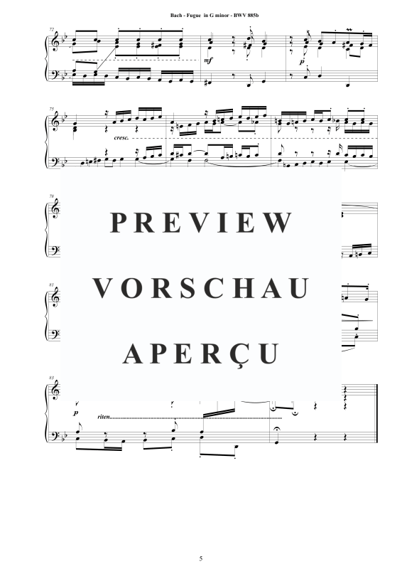 Produktgalerie: Seite 6 von 6 Fuge in G-Moll BWV 885b - Piano Version, , Klavier Solo