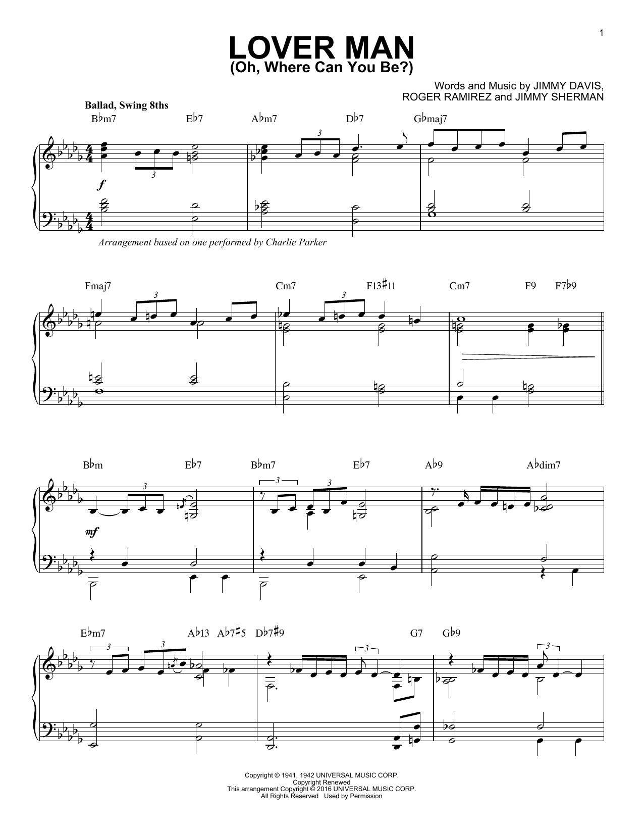Produktbild zu: Lover Man (Oh, Where Can You Be?) (arr. Brent Edstrom)