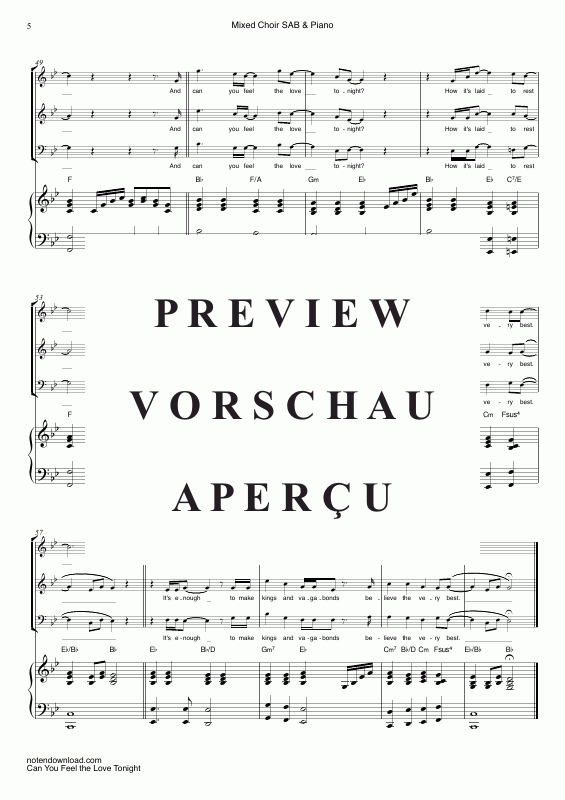 Product gallery: Page 8 of 11 Can You Feel The Love Tonight, John, Elton, Mixed Choir/Ensemble Sab and Piano - Electric Bass & Drum Set Optional