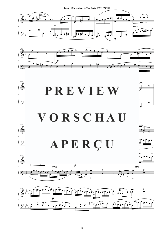 Produktgalerie: Seite 11 von 11 Inventionen und Sinfonien für zwei und drei Stimmen, , Klavier Solo - aus dem Klavierbüchlein von Wilhelm Friedemann Bach