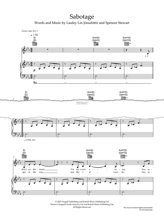 Produktgalerie: Seite 1 von 1 Sabotage, Laufey, Gesang, Gitarre, Klavier