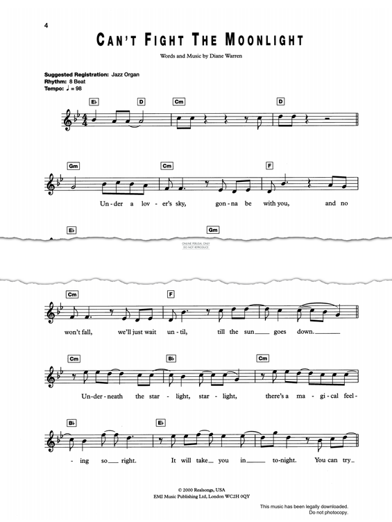 Product picture to: Can't Fight The Moonlight (from Coyote Ugly)
