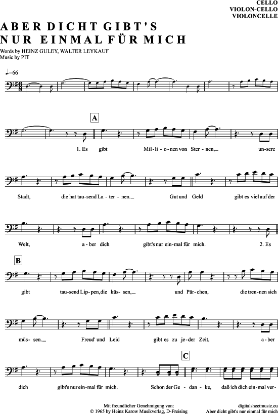 Produktgalerie: Seite 1 von 4 Aber dich gibt´s nur einmal für mich , Rossi, Semino, (Violon-Cello)