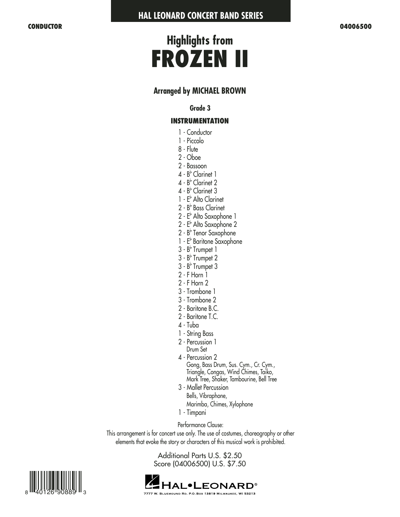 Produktbild zu: Highlights from Disney's Frozen 2 (arr. Michael Brown) - Conductor Score (Full Score)