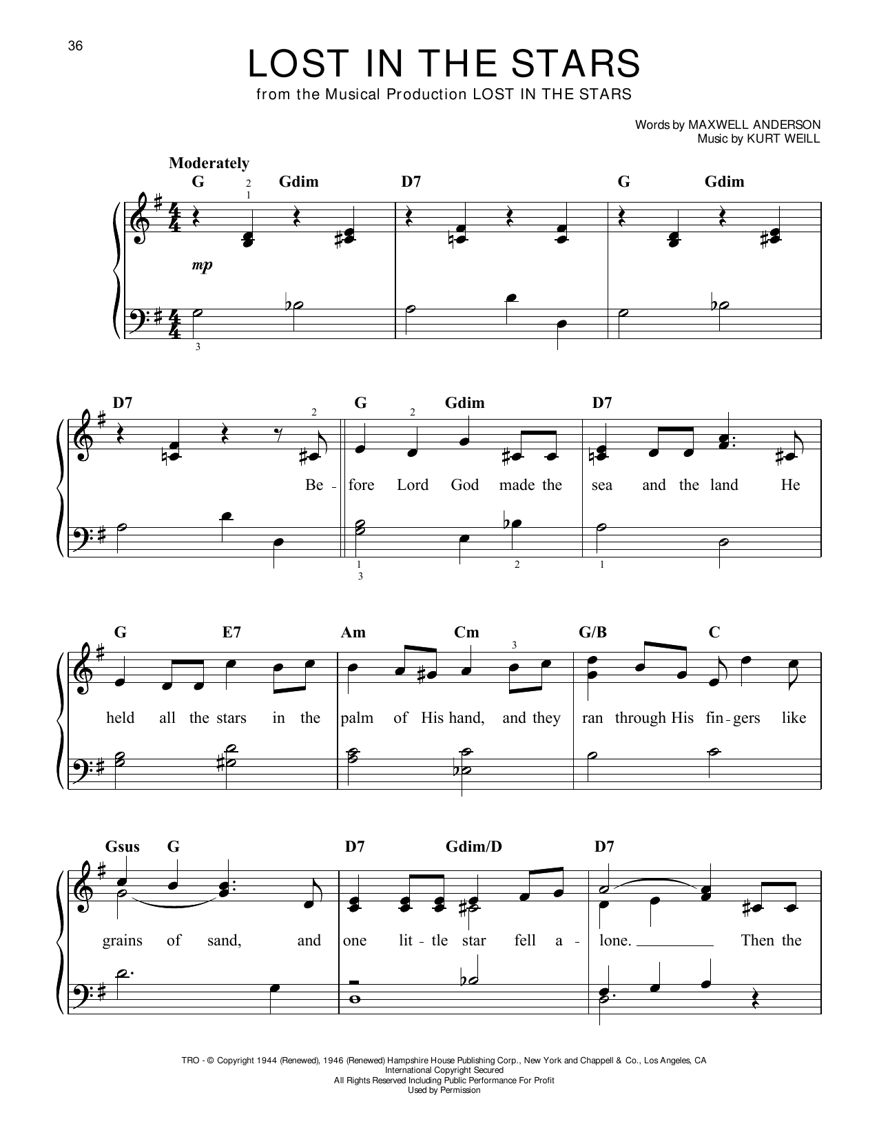 Produktgalerie: Seite 1 von 1 Lost In The Stars, Kurt Weill, Klavier