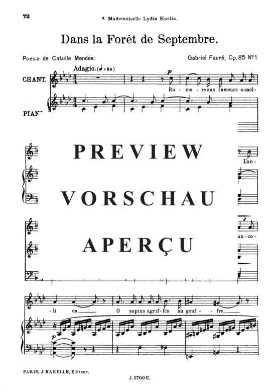 Product gallery: Page 2 of 6 Dans la forêt de septembre Op.85 No.1, , High Voice and Piano