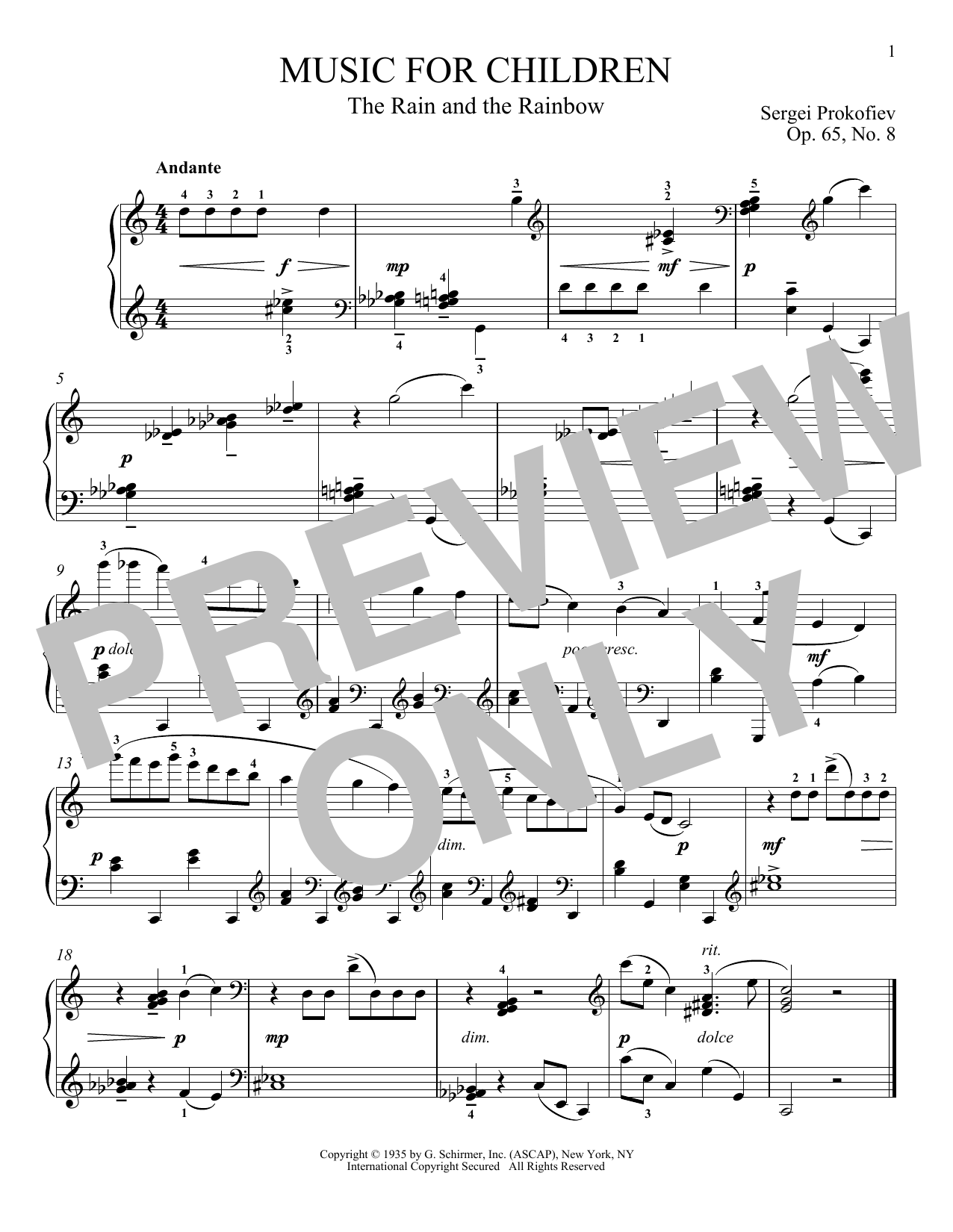 Produktbild zu: The Rain And The Rainbow, Op. 65, No. 8