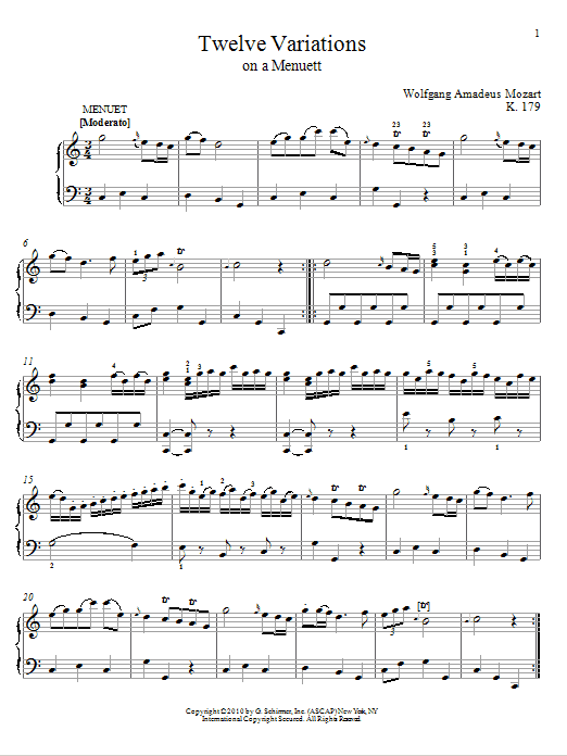 Product picture to: Twelve Variations on A Menuett, K. 179