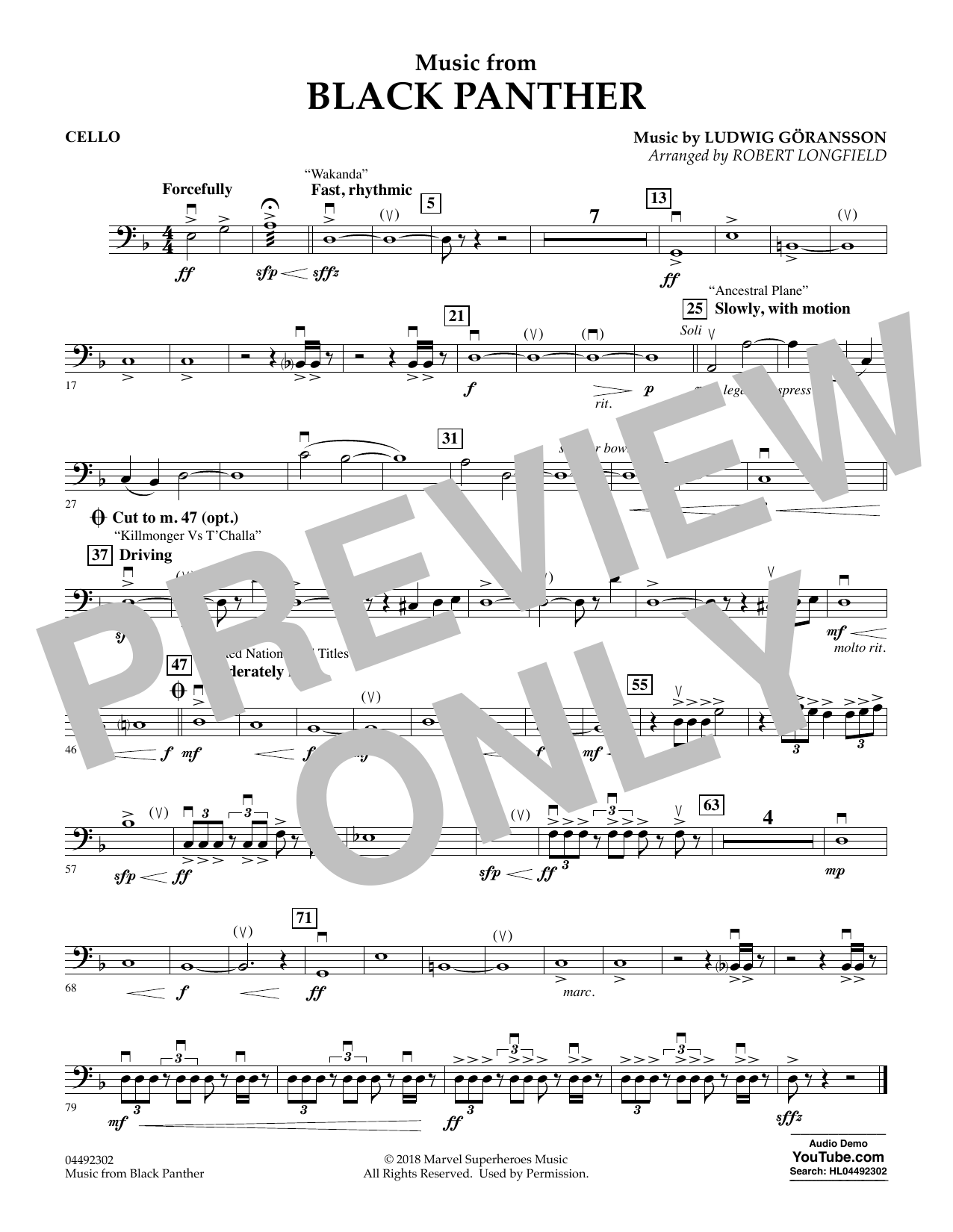 Produktbild zu: Music from Black Panther (arr. Robert Longfield) - Cello