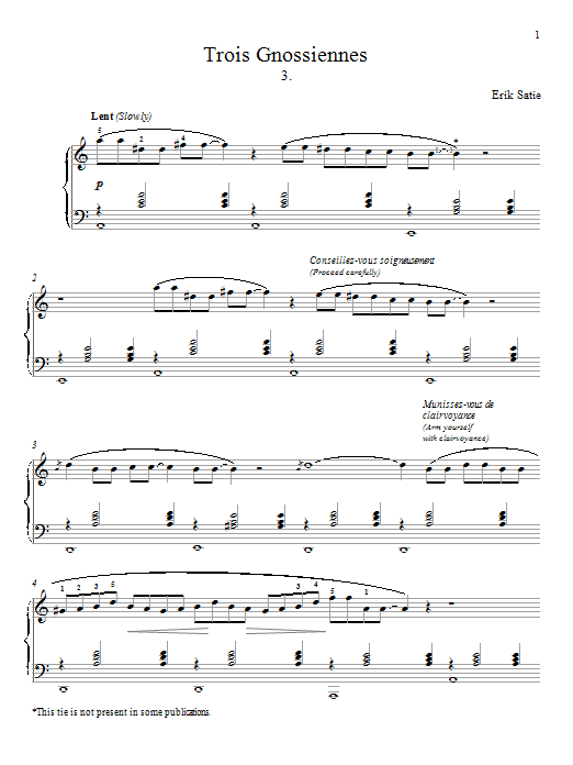 Product gallery: Page 1 of 1 Gnossienne No. 3, Erik Satie