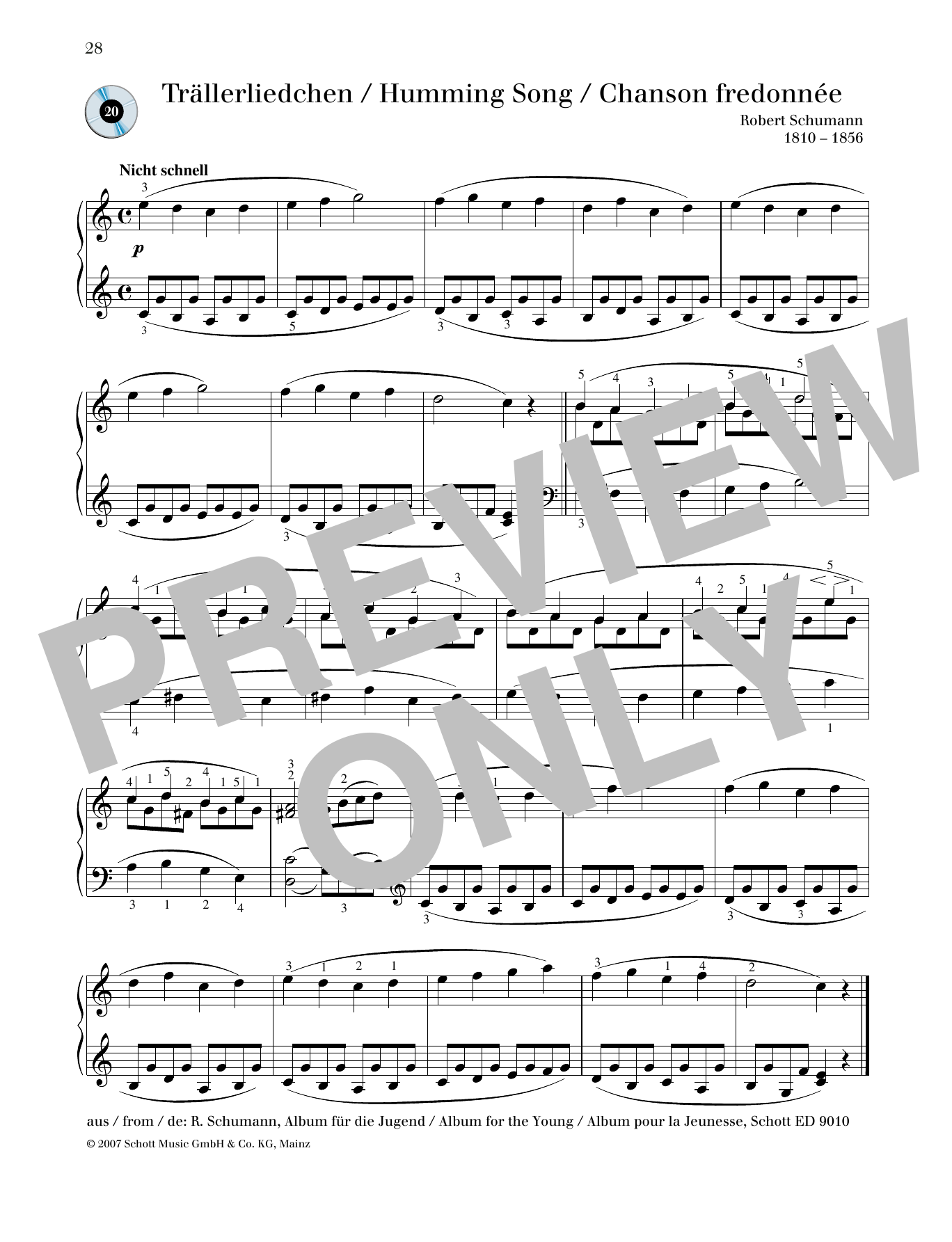 Product gallery: Page 1 of 1 Humming Song, Robert Schumann