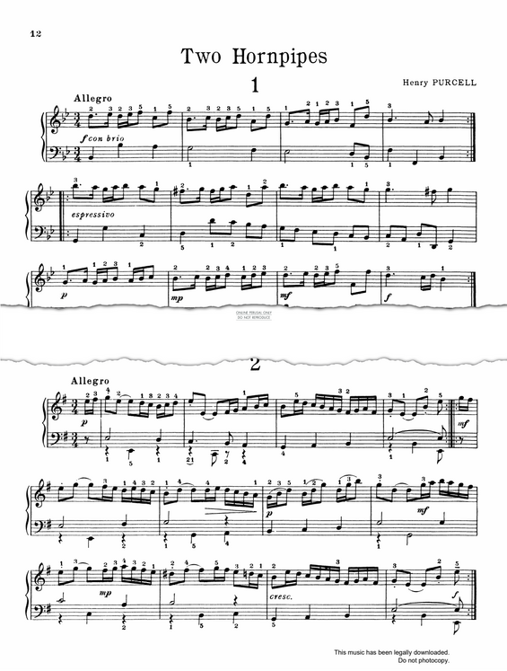 Produktgalerie: Seite 1 von 1 Two Hornpipes, Henry Purcell, Klavier