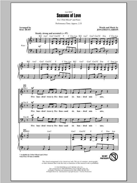 Produktbild zu: Seasons Of Love (from Rent) (arr. Mac Huff)