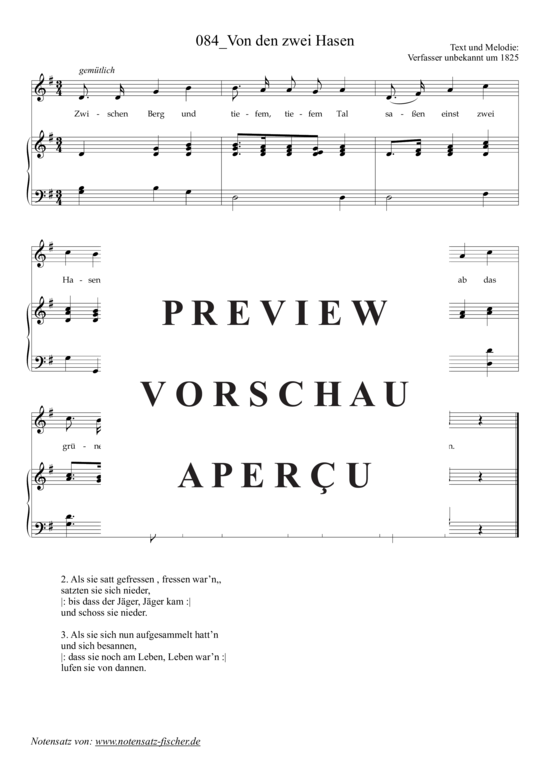 Product picture to: Von den zwei Hasen Aus Lahrer Kommersbuch, Klavierausgabe Band 2