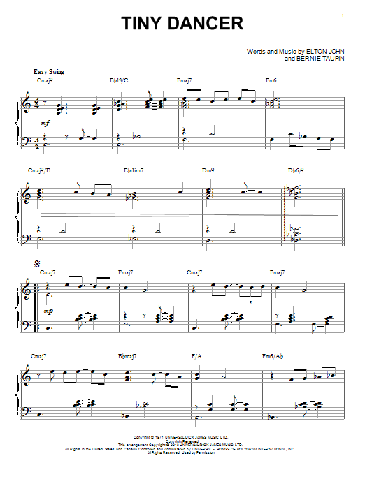 Product gallery: Page 1 of 1 Tiny Dancer [Jazz version] (arr. Brent Edstrom), Elton John