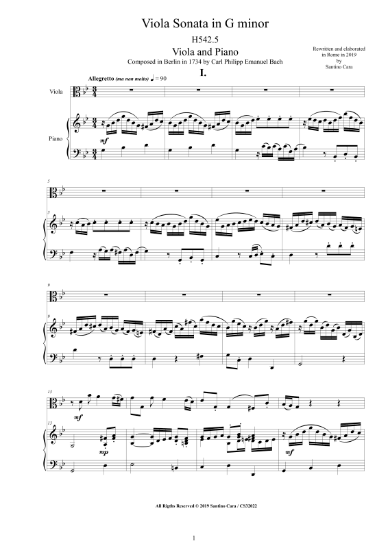 Product picture to: Viola Sonata in G-Moll H542.5Carl Philipp Emanuel Bach