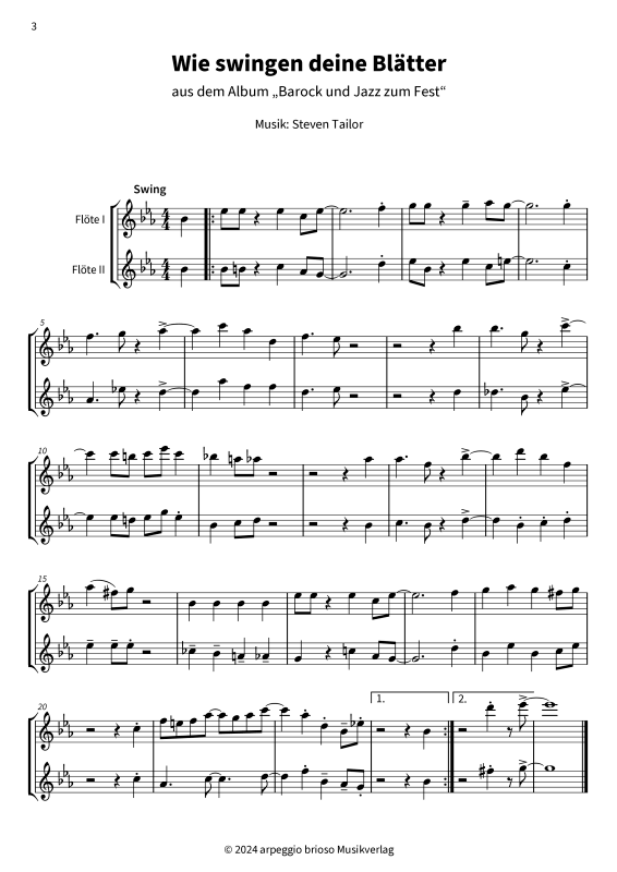Produktgalerie: Seite 1 von 7 Wie swingen deine Blätter - aus dem Album Barock und Jazz zum Fest, , (Querflöten Duett)